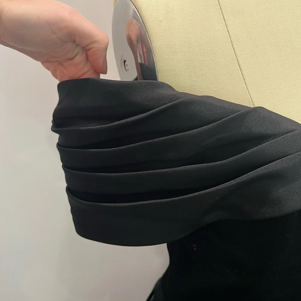 Echo Black Velvet Off-shoulder Pleated Mini Dress - Picture 7 of 10